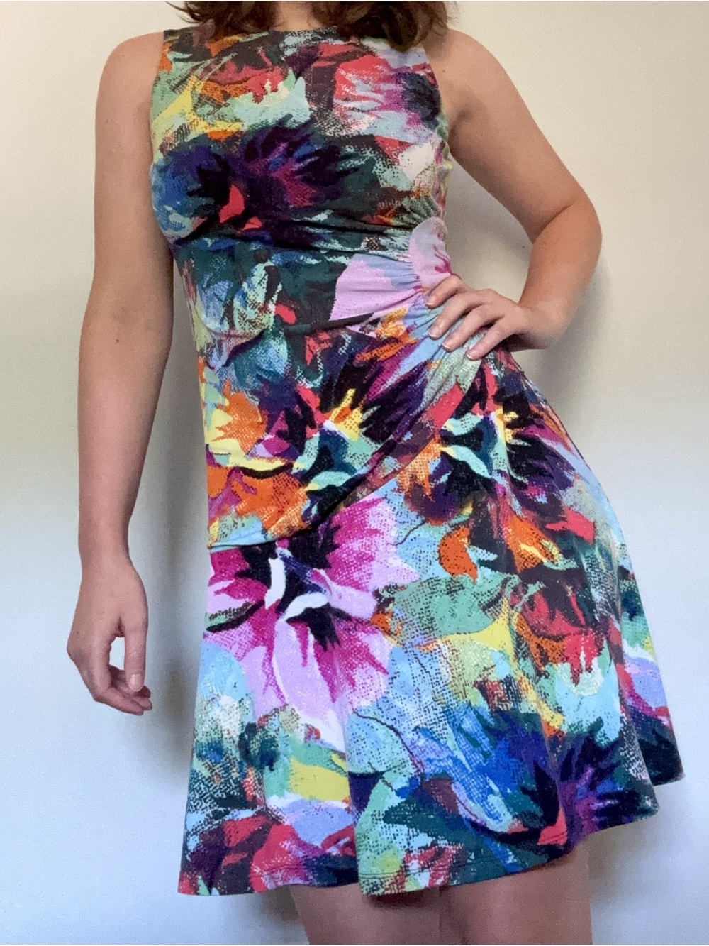 London Times Colorful Floral Sleeveless Dress